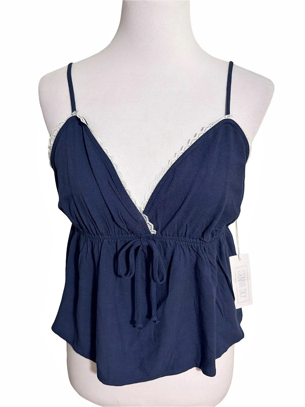Sienna Sky Navy Lace Trim Camisole